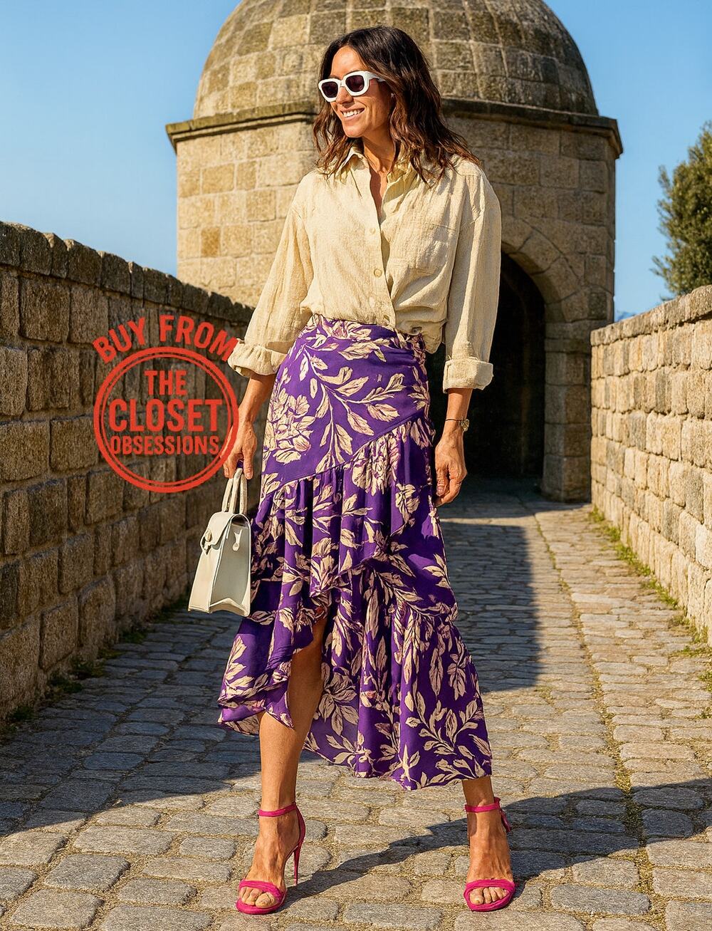 ZARA Purple Floral Asymmetrical Midi Skirt NWT Ruffle Resort Vacation XL
